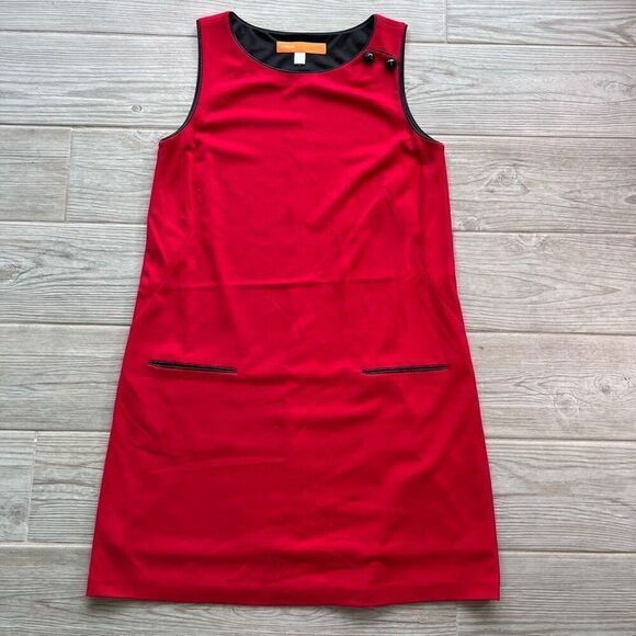 Cynthia Steffe Womens‎ Red Welt Pockets Sleeveless Mini Shift Dress Size Medium - Picture 1 of 8